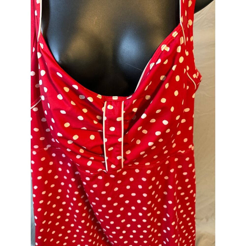Roamans Swimdress Swimsuit Red Polka Dot Pinup Retro Women’s Plus Size 26W 4X - Picture 2 of 4